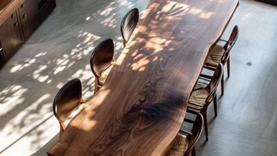 Meja Kayu Minimalis Panjang 300 cm Utuh Model Unik